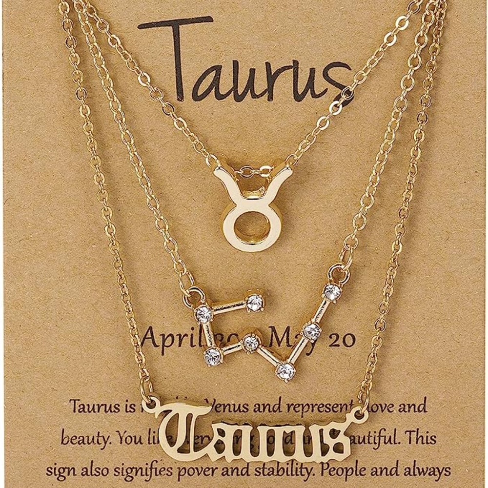 3pcs Taurus Zodiac Sign Necklace